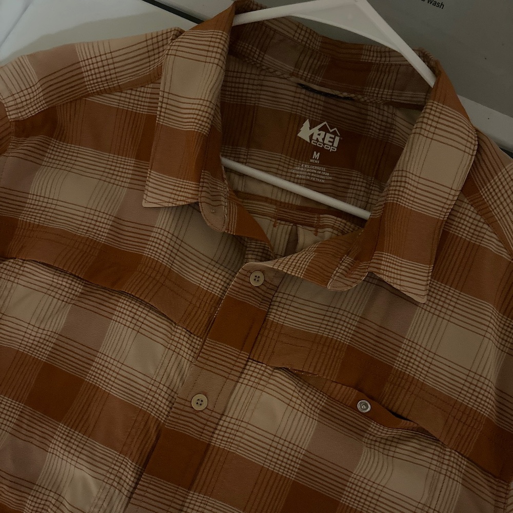 REI orange  jasper plaid canyon button up medium